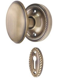 Rope Rosette Mortise-Lock Set with Homestead Knobs in Antique-By-Hand.
