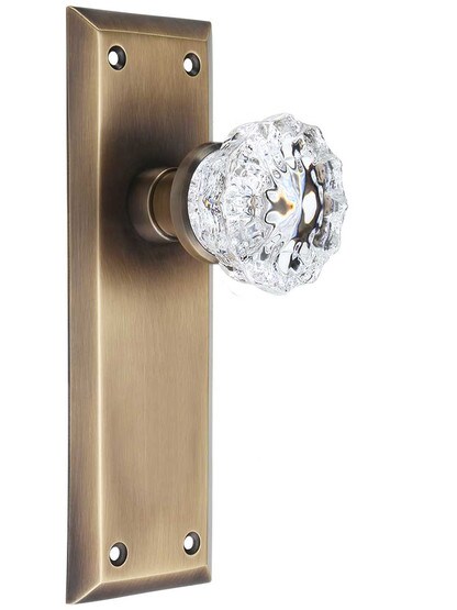 New York Door Set with Fluted-Crystal Glass Knobs in Antique-By-Hand.