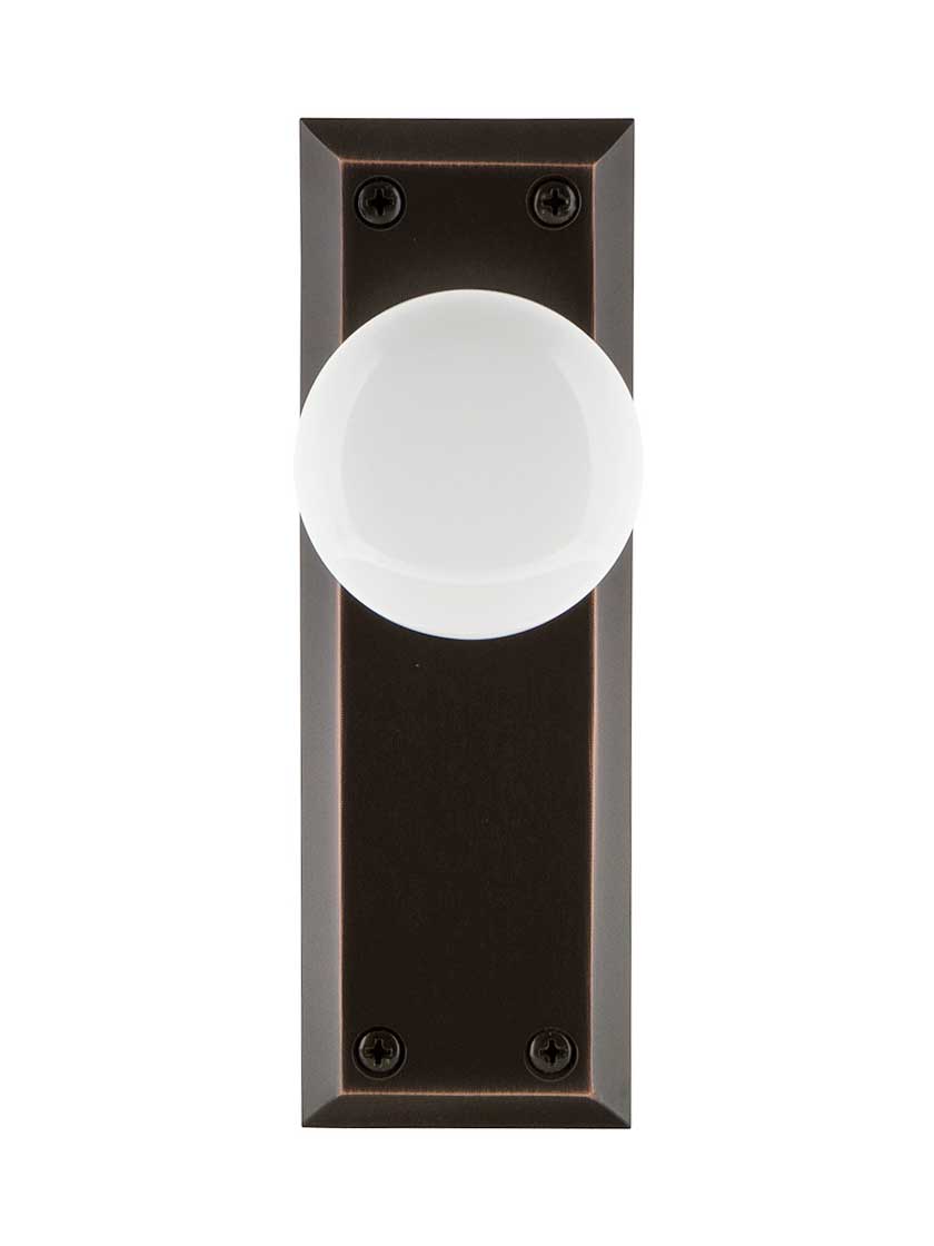 Alternate View of New York Door Set with White Porcelain Knobs.