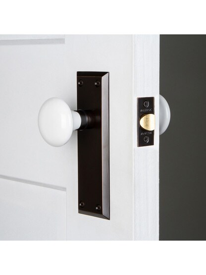 New York Door Set with White Porcelain Knobs