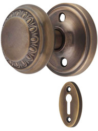 Classic Rosette Mortise-Lock Set with Ovolo Knobs in Antique-by-Hand