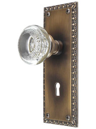 Ovolo Mortise-Lock Set with Ovolo Crystal-Glass Knobs in Antique-By-Hand