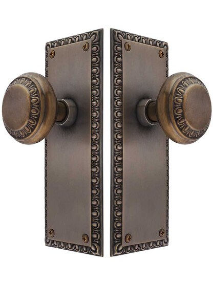 Alternate View of Ovolo Door Set with Matching Knobs in Antique-by-Hand.