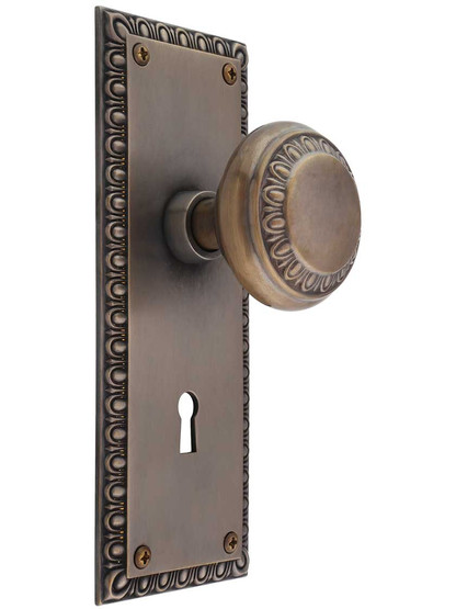 Ovolo Door Set with Matching Knobs and Keyhole in Antique-by-Hand.