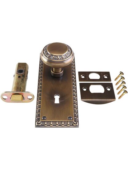 Alternate View 4 of Ovolo Door Set with Matching Knobs and Keyhole in Antique-by-Hand.