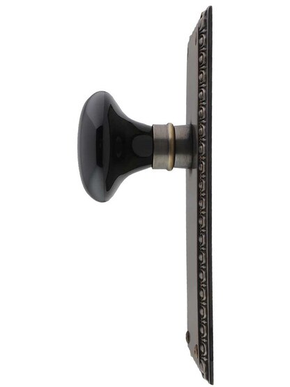 Alternate View 2 of Ovolo Door Set with Black Porcelain Knobs in Antique-by-Hand.
