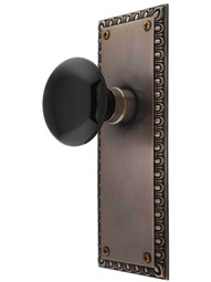 Ovolo Door Set with Black Porcelain Knobs in Antique-by-Hand.