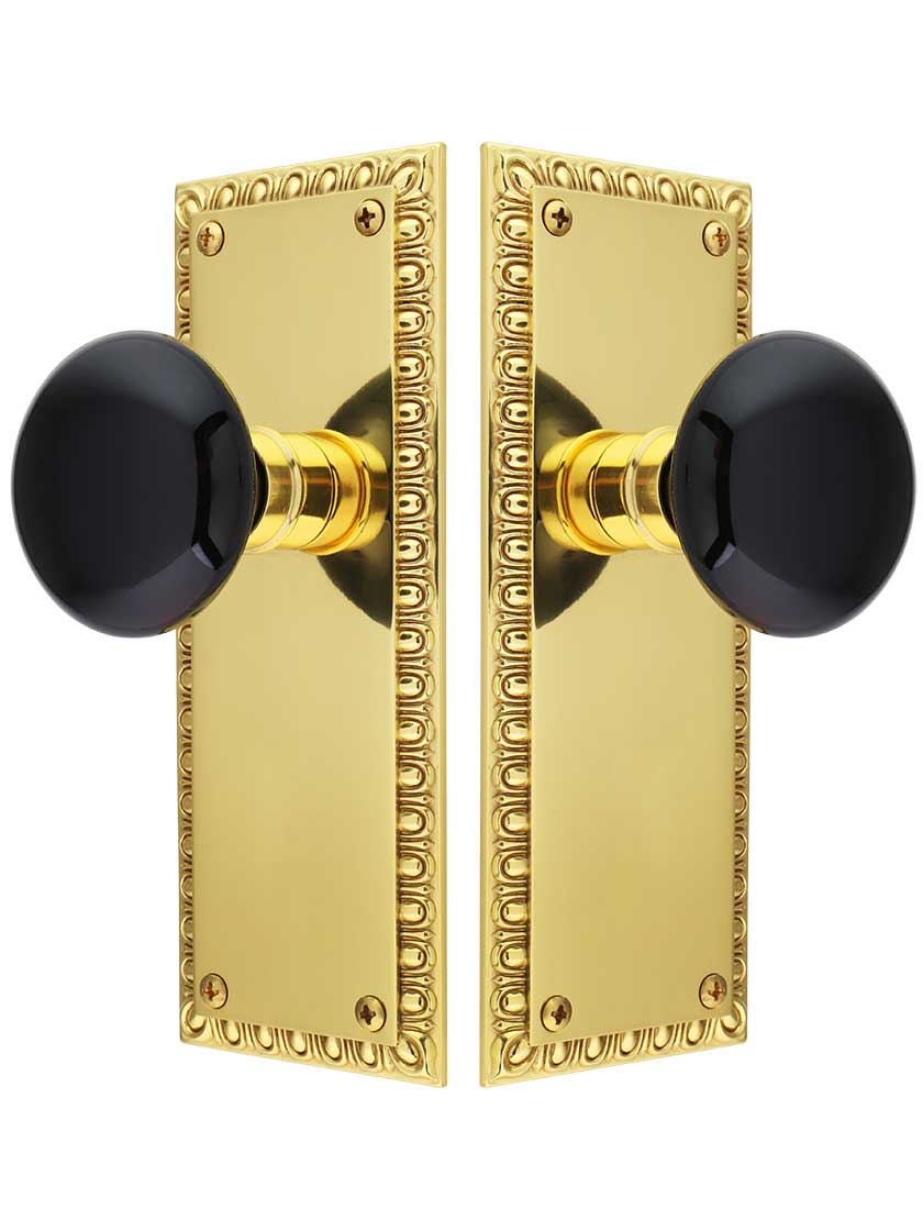 Alternate View of Ovolo Door Set with Black Porcelain Knobs.