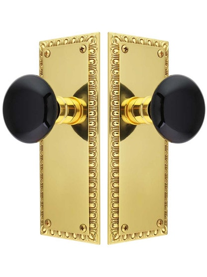Alternate View of Ovolo Door Set with Black Porcelain Knobs.