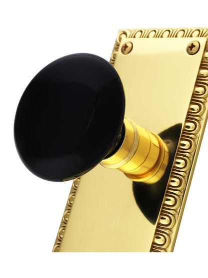 Alternate View 3 of Ovolo Door Set with Black Porcelain Knobs.