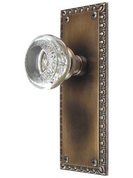 Ovolo Door Set with Ovolo Crystal-Glass Knobs in Antique-By-Hand