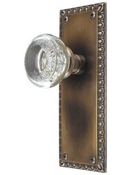 Ovolo Door Set with Ovolo Crystal-Glass Knobs in Antique-By-Hand.