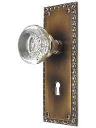 Ovolo Door Set with Ovolo Crystal-Glass Knobs and Keyhole in Antique-By-Hand