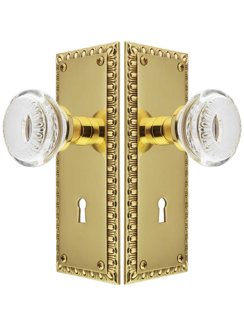 Alternate View of Ovolo Door Set with Ovolo Crystal-Glass Knobs and Keyhole.