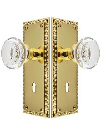 Alternate View of Ovolo Door Set with Ovolo Crystal-Glass Knobs and Keyhole.