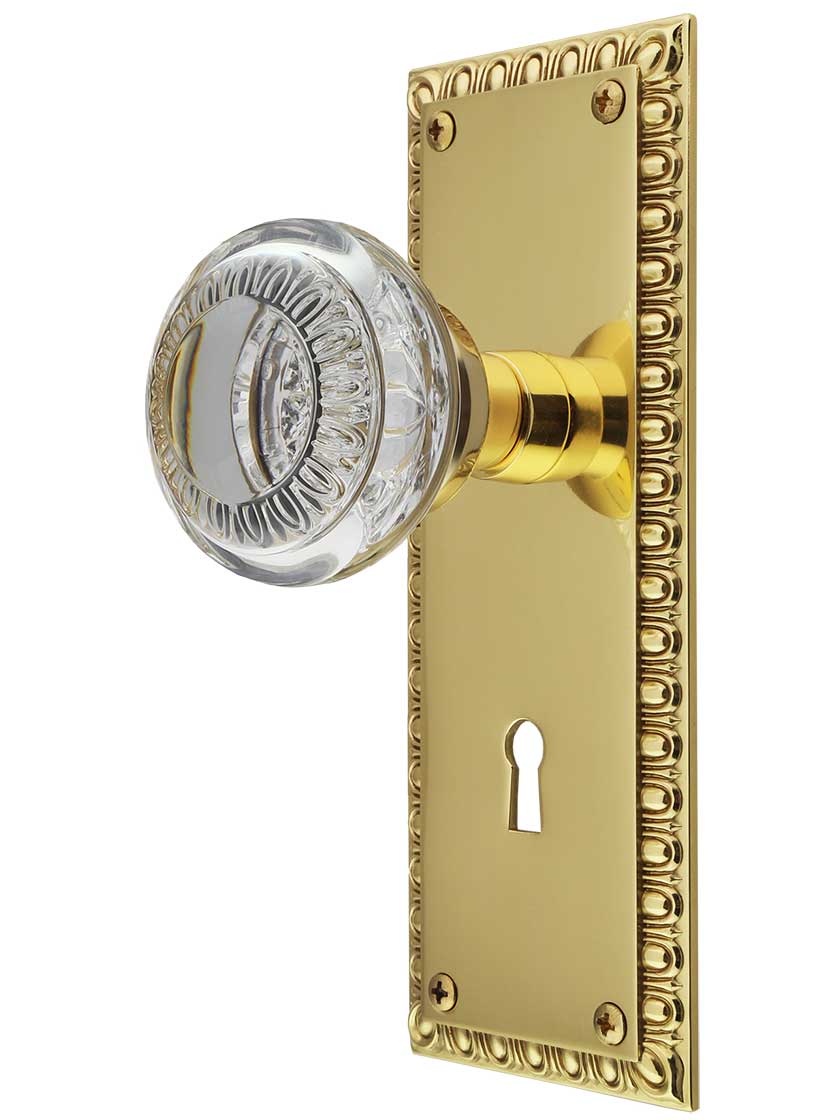 Ovolo Door Set with Ovolo Crystal-Glass Knobs and Keyhole