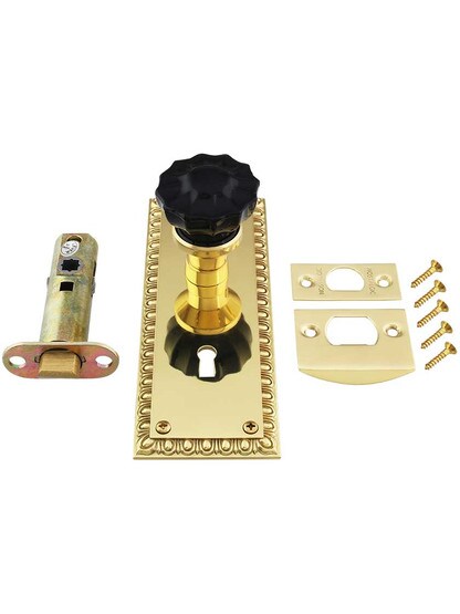 Alternate View 4 of Ovolo Door Set with Colored Fluted Crystal Glass Knobs and Keyhole.