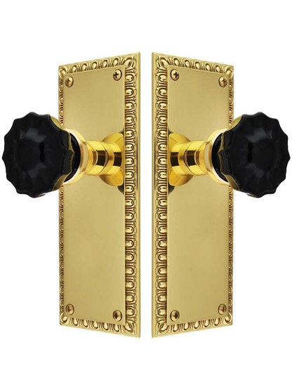 Alternate View of Ovolo Door Set with Colored Fluted Crystal Glass Knobs.