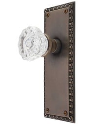 Ovolo Door Set with Fluted Crystal Glass Knobs in Antique-by-Hand.