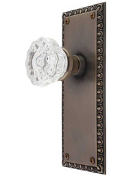 Ovolo Door Set with Fluted Crystal Glass Knobs in Antique-by-Hand.