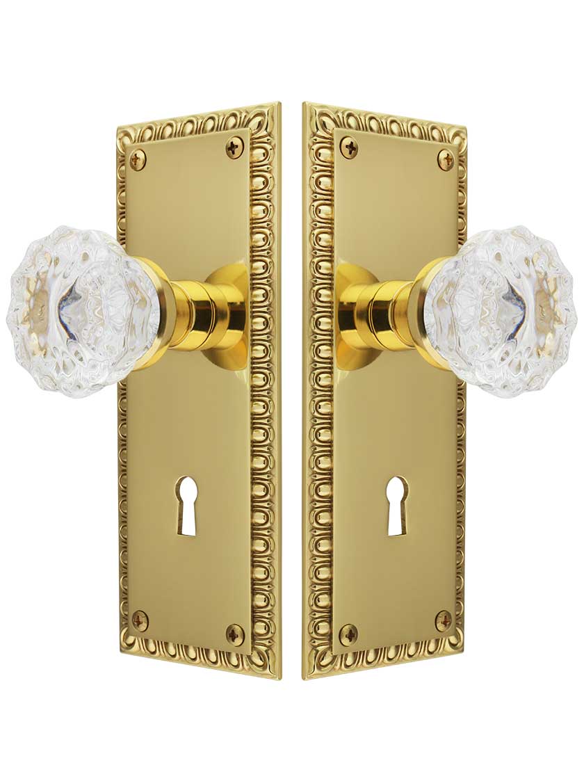 Alternate View of Ovolo Door Set with Fluted Crystal Glass Knobs and Keyhole.