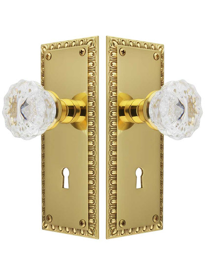 Alternate View of Ovolo Door Set with Fluted Crystal Glass Knobs and Keyhole.