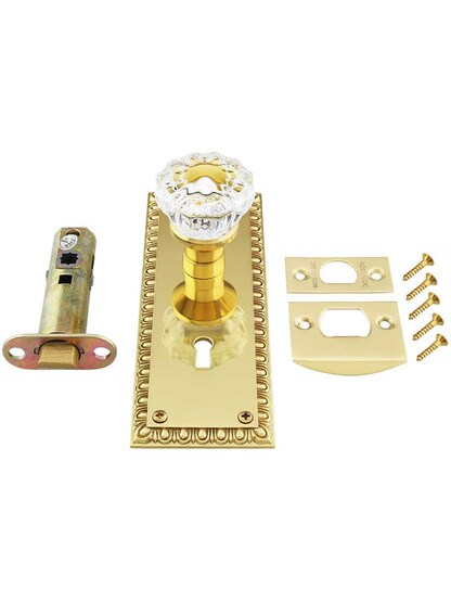 Alternate View 4 of Ovolo Door Set with Fluted Crystal Glass Knobs and Keyhole.