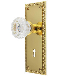 Ovolo Door Set with Fluted Crystal Glass Knobs and Keyhole.