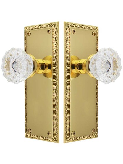 Alternate View of Ovolo Door Set with Fluted Crystal Glass Knobs.