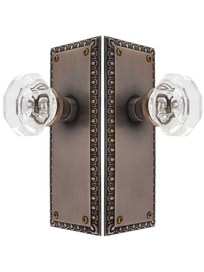 Alternate View of Ovolo Door Set with Waldorf Crystal Glass Knobs in Antique-by-Hand.