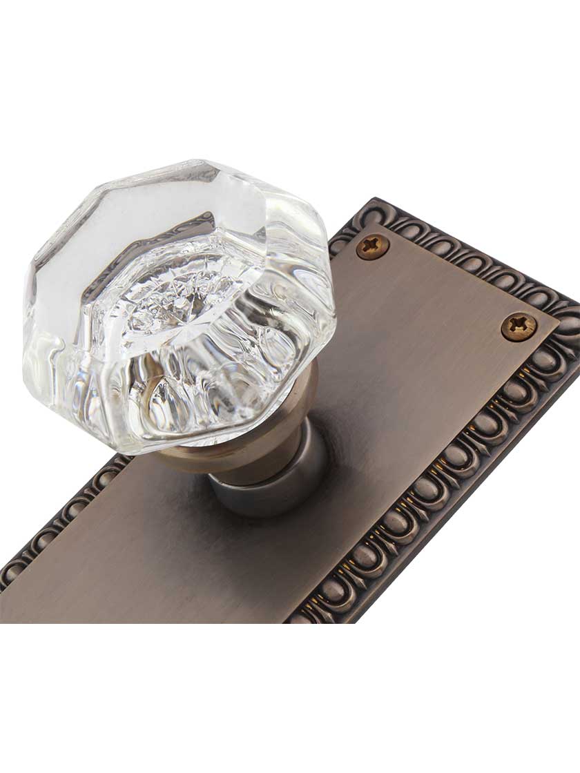 Alternate View 3 of Ovolo Door Set with Waldorf Crystal Glass Knobs in Antique-by-Hand.