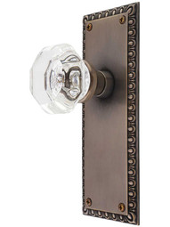 Ovolo Door Set with Waldorf Crystal Glass Knobs in Antique-by-Hand.