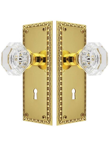 Alternate View of Ovolo Door Set with Waldorf Crystal Glass Knobs and Keyhole.