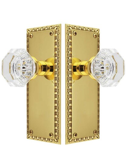 Alternate View of Ovolo Door Set with Waldorf Crystal Glass Knobs.