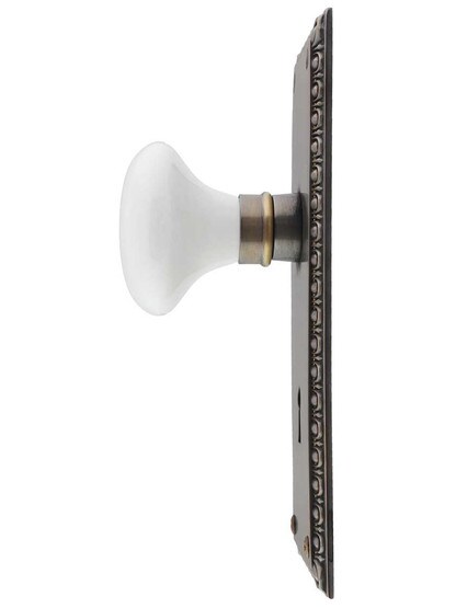Alternate View 2 of Ovolo Door Set with White Porcelain Knobs and Keyhole in Antique-by-Hand.