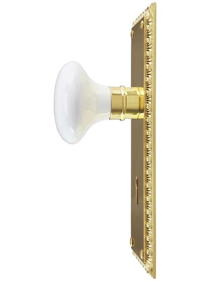 Alternate View 2 of Ovolo Door Set with White Porcelain Knobs and Keyhole.