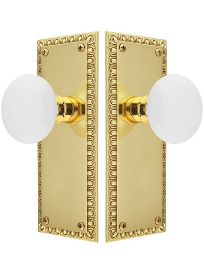 Alternate View of Ovolo Door Set with White Porcelain Knobs.