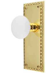 Ovolo Door Set with White Porcelain Knobs.