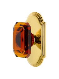Grandeur Arc Rosette Door Set with Amber Crystal-Glass Baguette Knobs