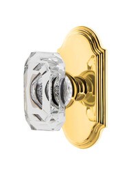 Grandeur Arc Rosette Door Set with Clear Crystal-Glass Baguette Knobs.