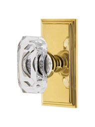 Grandeur Carre Rosette Door Set with Clear Crystal-Glass Baguette Knobs.