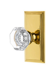 Grandeur Carre Rosette Door Set with Chambord Crystal-Glass Knobs.