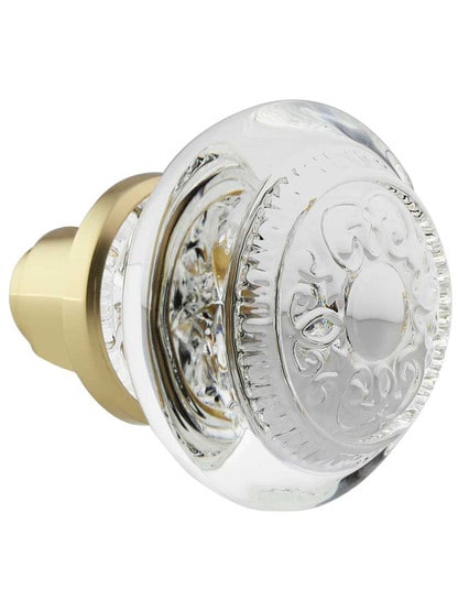 Alternate View 2 of Pair of Egg and Dart Crystal-Glass Door Knobs.