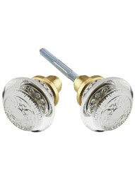 Pair of Egg and Dart Crystal-Glass Door Knobs.