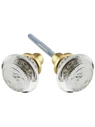 Pair of Egg & Dart Crystal-Glass Door Knobs