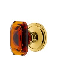 Grandeur Circulaire Rosette Door Set with Amber Crystal-Glass Baguette Knobs