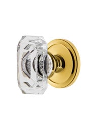 Grandeur Circulaire Rosette Door Set with Clear Crystal-Glass Baguette Knobs.