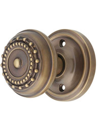 Classic Rosette Door Set with Meadows Knobs in Antique-By-Hand