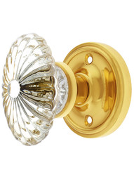 Classic Rosette Door Set with Oval Fluted Crystal Glass Knobs.