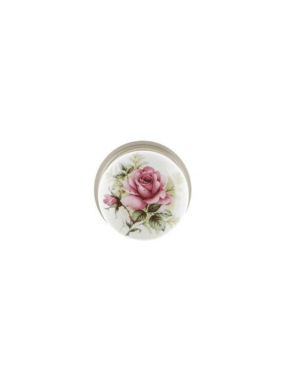 Alternate View of Classic Rosette Door Set with Rose Porcelain Knobs.